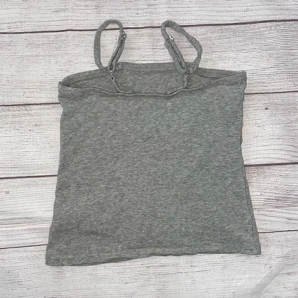 Justice rainbow graphic print fitted tank w/adjustable straps grey sz 8 girls